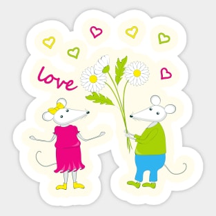 colorful mouses in love Sticker